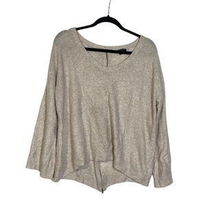 American Eagle Cropped V-Neck Sweater Beige Zipper Back Size XL